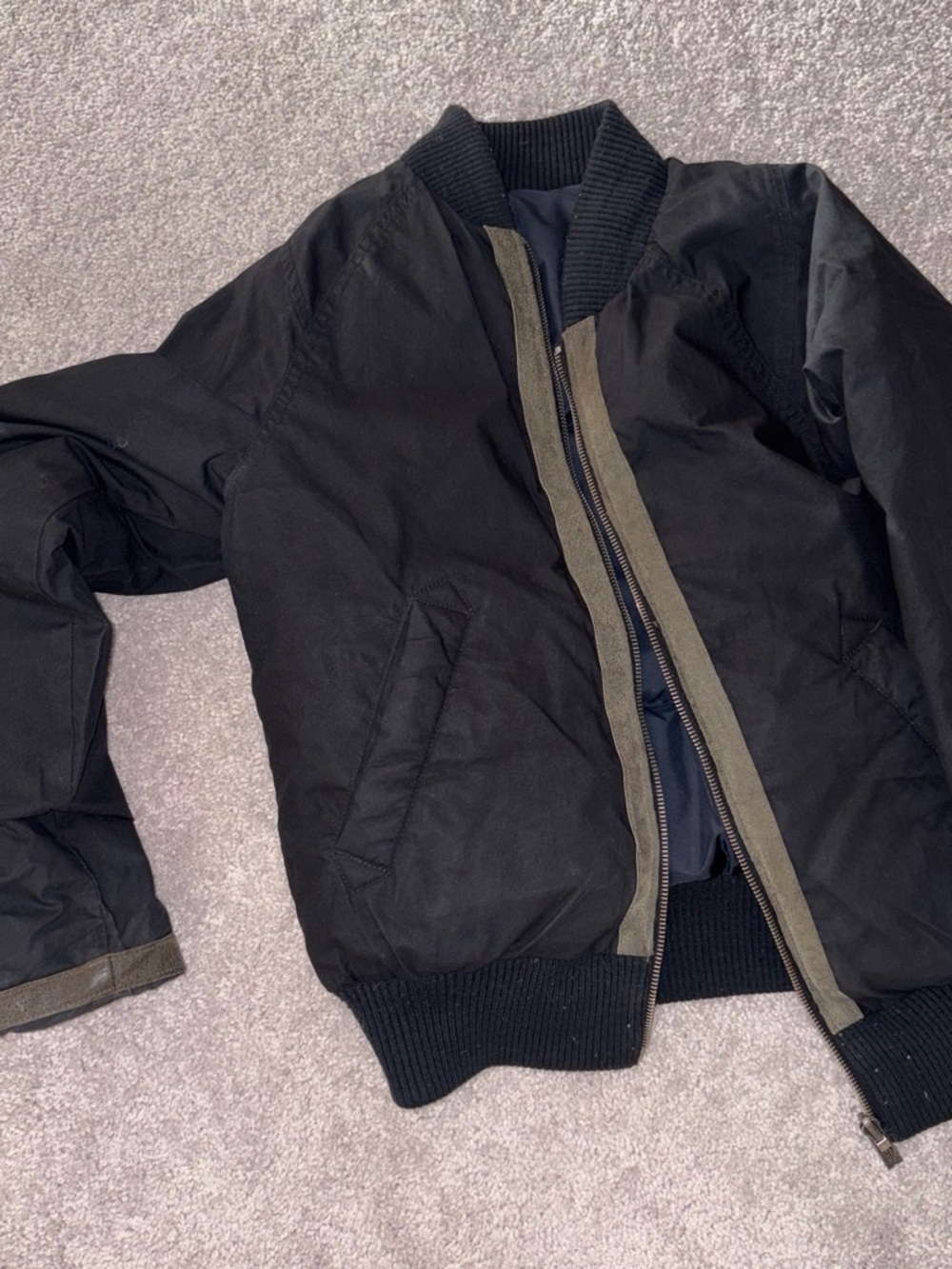 Diesel Black Bomber Jacket with Olive Trim